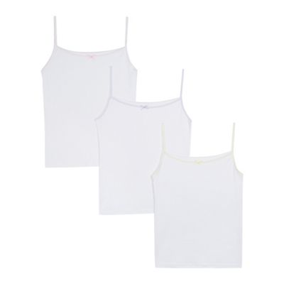 Pack of three girls' white cami vests